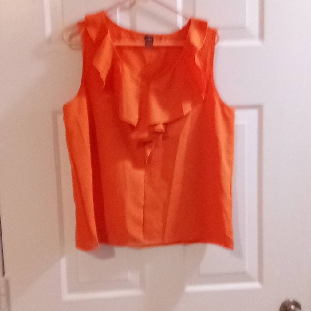 SHEIN Vibrant Orange Ruffle Blouse